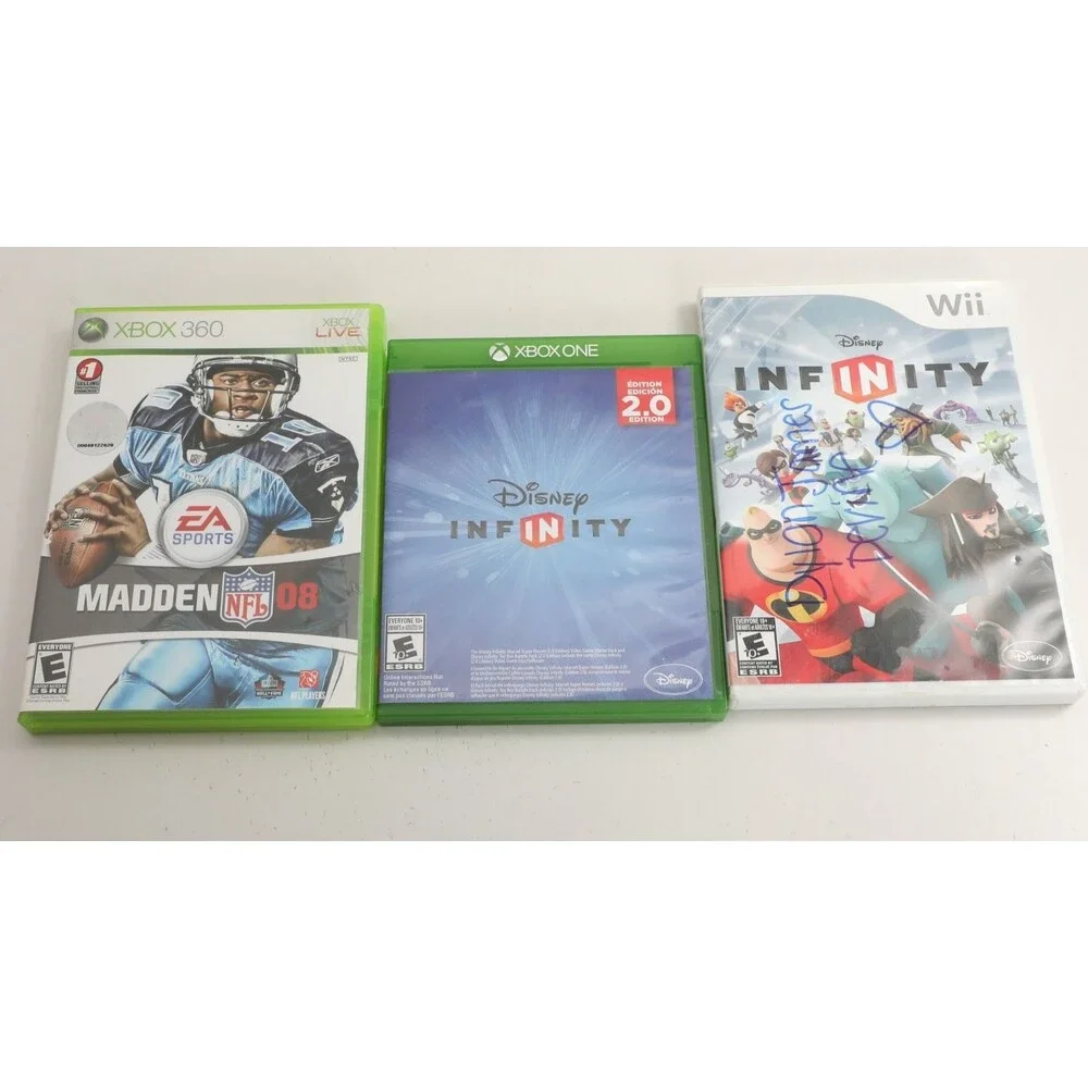 Lot of 3 1-Wii and 2 XBox Video Games, Madden NFL 80, Disney Infinity